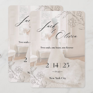 Unique wedding invitation cart kaart