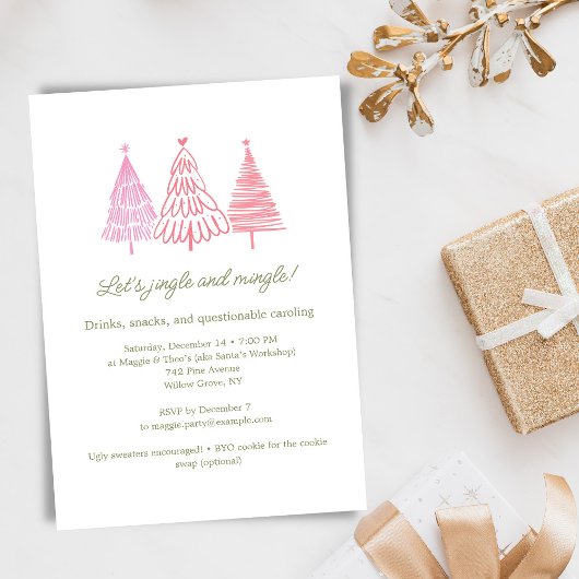 Unique Whimsical Drawing Christmas Holiday Party Kaart