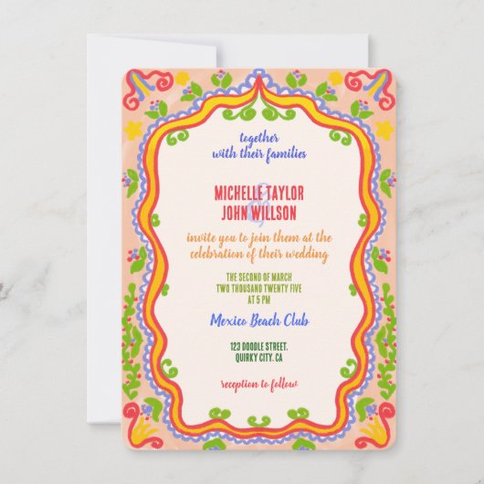 Unique Whimsical Floral Quirky Doodle Hand Drawn Kaart (Voorkant)