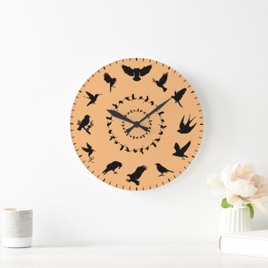 Unique Wild Bird Black Silhouettes Themed Grote Klok (Huis)