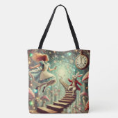 Unique Wonderland Art Alice Rabbit Hole Tote Bag (Achterkant)