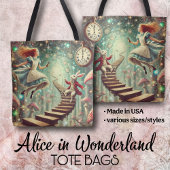 Unique Wonderland Art Alice Rabbit Hole Tote Bag