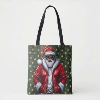 Uniquely Black Santa Large Shoulder Tote Tote Bag