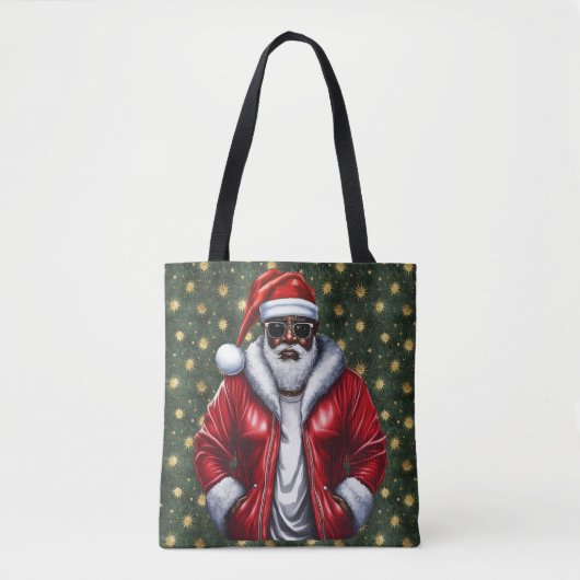 Uniquely Black Santa Large Shoulder Tote Tote Bag (Voorkant)