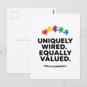 Uniquely Wired Equally Valued Awareness Art Briefkaart (Voorkant / Achterkant)