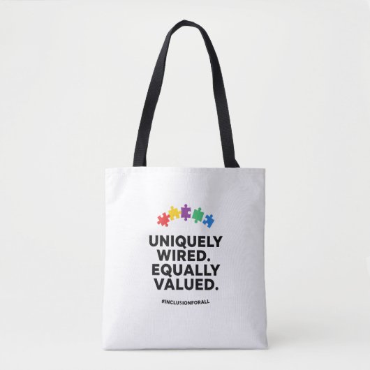 Uniquely Wired Equally Valued Awareness Art Tote Bag (Voorkant)