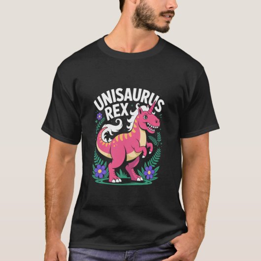 Unisaurus Rex Leuke Roze Dinosaurus Eenhoorn T-shirt (Voorkant)