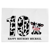 unisex 10th kids Verjaardag boerderij koe Groot Cadeauzakje (Achterkant)