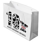 unisex 10th kids Verjaardag boerderij koe Groot Cadeauzakje (Achterkant Gekanteld)