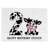 unisex 2e kids Verjaardag boerderij koe Groot Cadeauzakje (Achterkant)