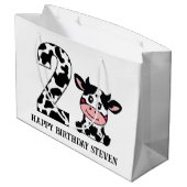 unisex 2e kids Verjaardag boerderij koe Groot Cadeauzakje (Achterkant Gekanteld)