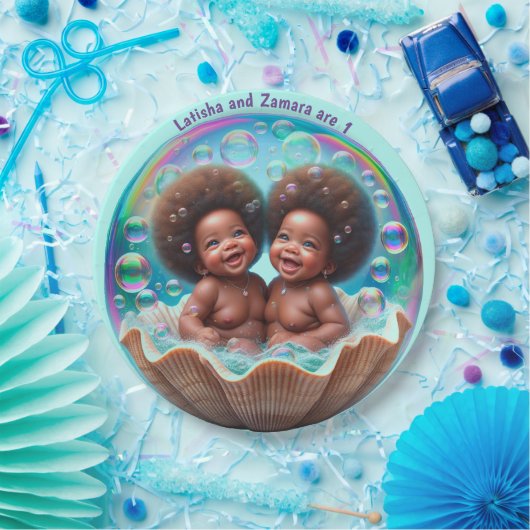 Unisex African Twin Baby Papieren Bordje (Feest)
