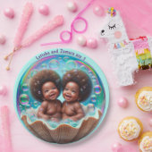 Unisex African Twin Baby Papieren Bordje (Feest)