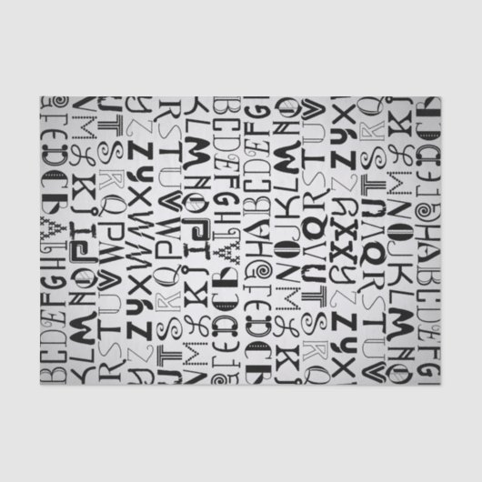 Unisex Alphabet Typography Tissue Paper Tissuepapier (Voorkant)