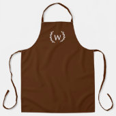 Unisex Apron with Monogram,  Dark Brown, Rustic  Schort (Voorkant)