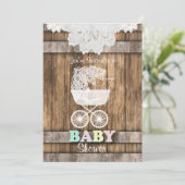 Unisex Baby 👶 Shower in Rustic Wood en Lace Kaart (Staand voorkant)