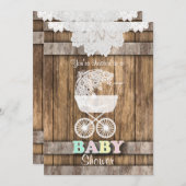 Unisex Baby 👶 Shower in Rustic Wood en Lace Kaart (Voorkant / Achterkant)