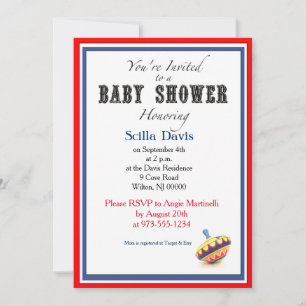 Unisex Baby shower Invitation  Spinning Top Kaart