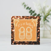 Unisex baby shower oranje bronzen sparkles Invite Kaart (Staand voorkant)