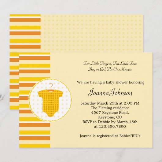 Unisex Baby shower Uitnodiging (Voorkant / Achterkant)