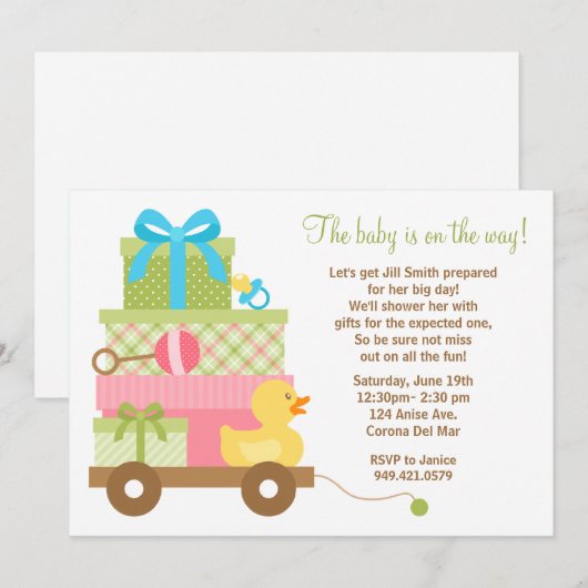 Unisex Baby shower Uitnodiging (Voorkant / Achterkant)