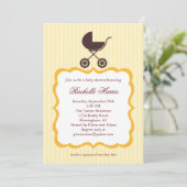 Unisex Baby shower Uitnodiging met Stroller (Staand voorkant)