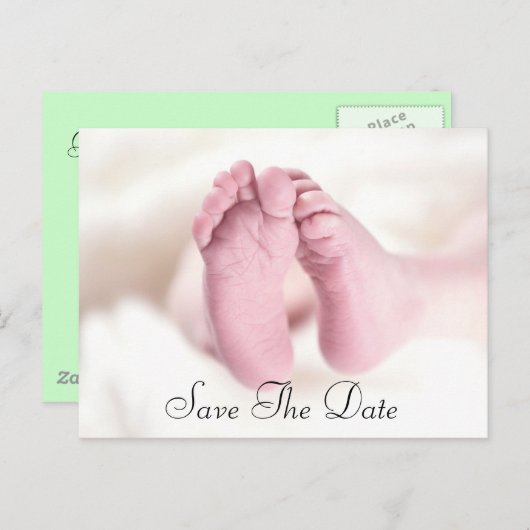 Unisex-Baby-voet Aankondigingskaart (Voorkant / Achterkant)