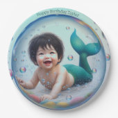 Unisex Baby Zeemeermin Bubble Papieren Bordje (Voorkant)