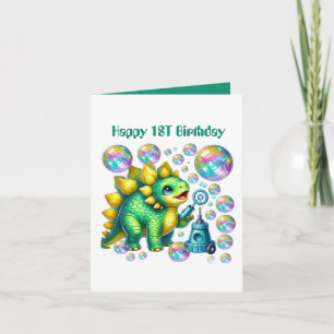 Unisex baby's eerste verjaardag dinosaurus bubbels kaart