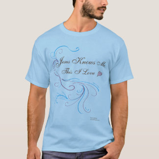 Unisex Basic-T, lichtblauw: "Jezus kent me, dit  T-shirt