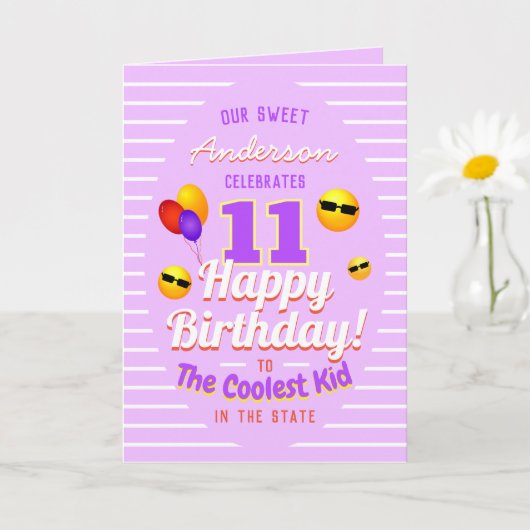 Unisex Cool Kind met Sun Emojis Balloons Birthday Kaart (Kleine Plant)