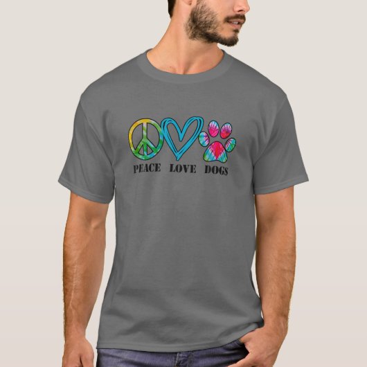 Unisex Dog Peace Love Dogs Tie Dye Dog Dad Dog mam T-shirt (Voorkant)