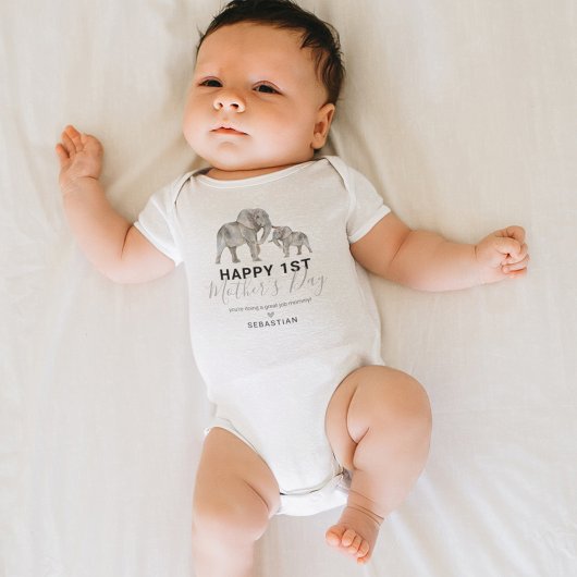 Unisex First Moederdag Elephant Baby Bodysuit