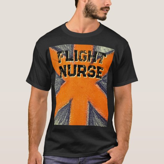 Unisex Flight Nurse sinaasappel & grafietster van  T-shirt (Voorkant)