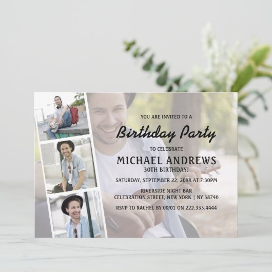 Unisex | Fotocollage | Geboortedag Kaart (Staand voorkant)