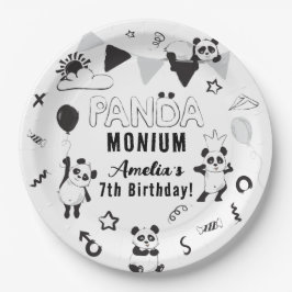 Unisex Fun Panda-Monium Kids Verjaardagsfeestje Papieren Bordje