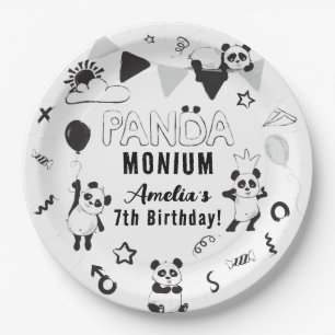 Unisex Fun Panda-Monium Kids Verjaardagsfeestje Papieren Bordje