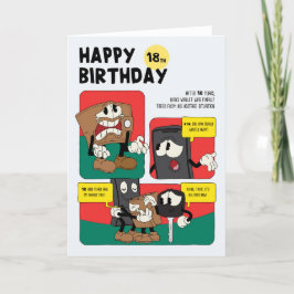 Unisex Funny Humor Comic Strip 18th Birthday Kaart