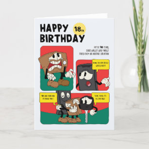 Unisex Funny Humor Comic Strip 18th Birthday Kaart