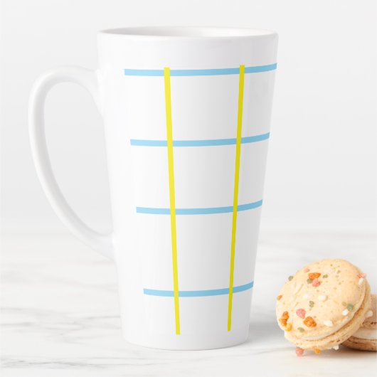Unisex Geel, Blauw Wit  Latte Mok (In situ)