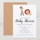 Unisex Giraffe & Lion Baby shower Kaart (Voorkant / Achterkant)