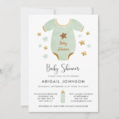 Unisex Green Gold Waterverf Retro Baby shower Kaart (Voorkant)