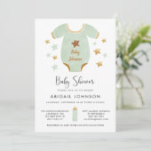 Unisex Green Gold Waterverf Retro Baby shower Kaart (Staand voorkant)