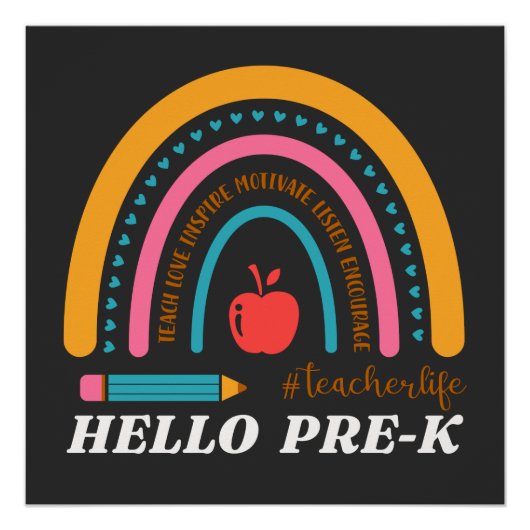 Unisex Hallo Pre K,Hallo Preschool, Preschool Perfect Poster (Voorkant)
