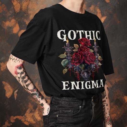 Unisex Halloween "Gothic Enigma" Gotische Rozen T-shirt