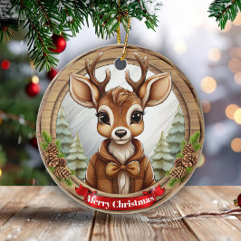 Unisex Hanging Artwork Pinecone Deer Gift Tag 🦌🎄 Keramisch Ornament