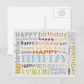 Unisex Happy Birthday Typografie Briefkaart (Voorkant / Achterkant)