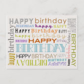 Unisex Happy Birthday Typography Postcard Briefkaart (Voorkant)