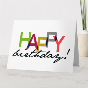 Unisex Happy Birthday Typography Wenskaart Kaart