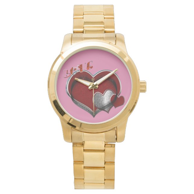 Unisex Heart Magic Oversized gouden armbandhorloge Horloge (Voorkant)